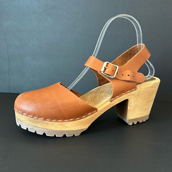 MIA brown wooden and leather clogs size 11 (41) - Picture 1 of 10